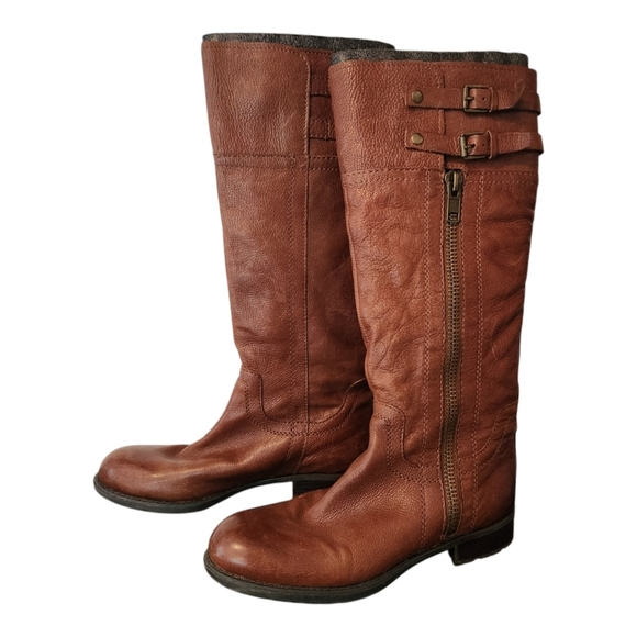 FRANCO SARTO Brown Leather Knee-High Boots Size 9 - Picture 2 of 7